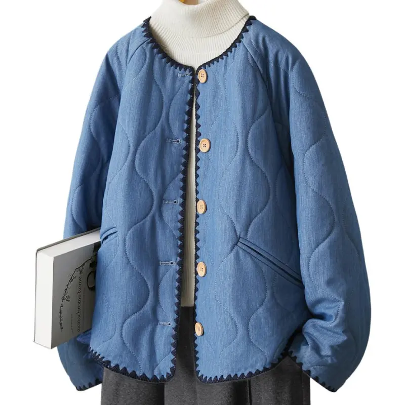 IHIMI Puffer Jacket Women's Denim Blue-1