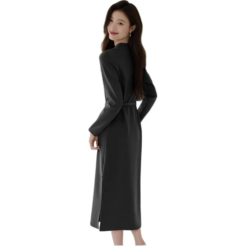 Mo Han Yi Mei Long Sleeved Dresses Women's Gray-1