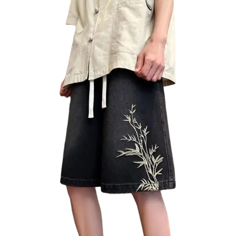 FAWENXIANGZI Denim Shorts Men's-4