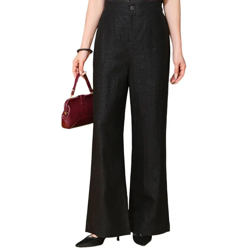 Yi Mengyuan Silk Casual Pants Women's Black-3
