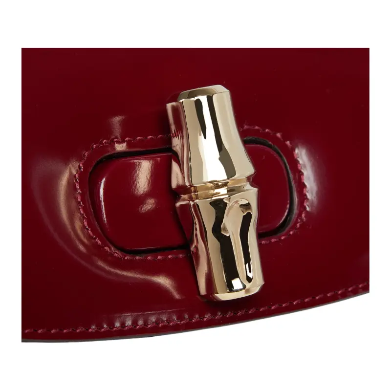 GUCCI Leather Shoulder Bag Mini Women's Red-5
