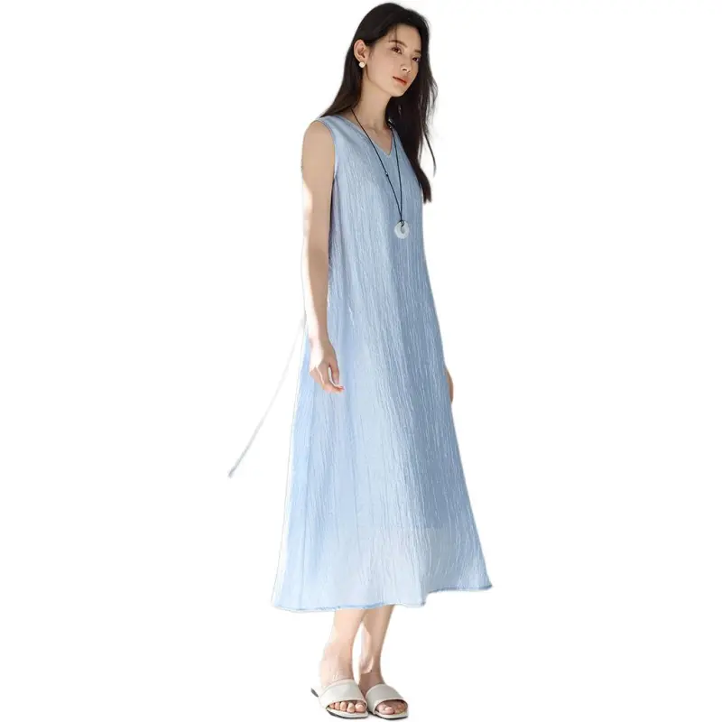 IHIMI Sleeveless Dress Women's Waterfall Blue-5