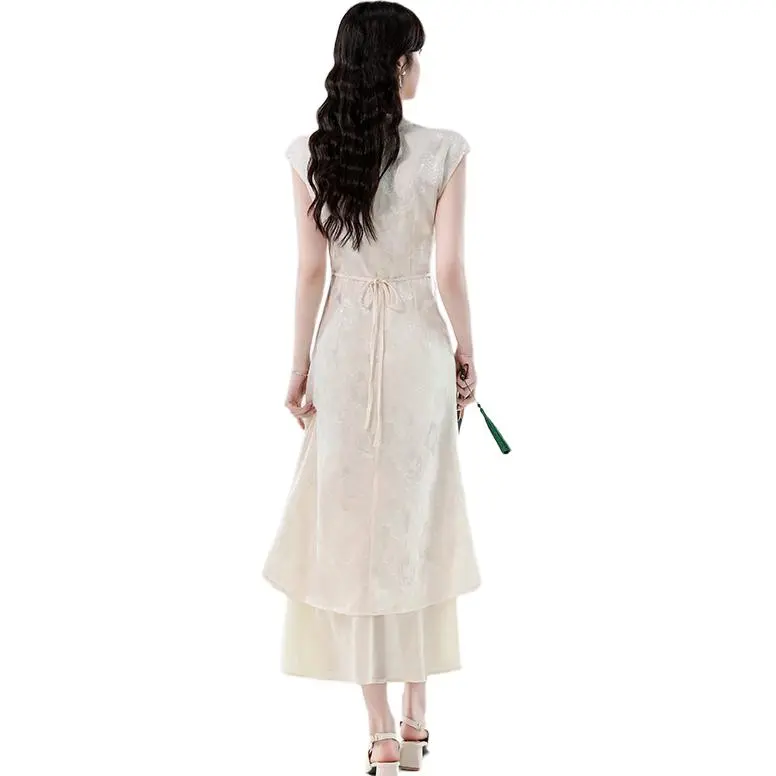 Flowers In Water Summer Short Sleeved Dress Women's-1