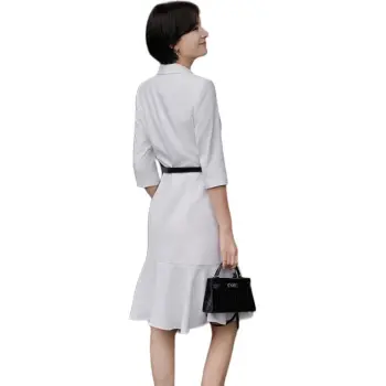ONE SHALLOW Long Sleeved Dresses Women's White
