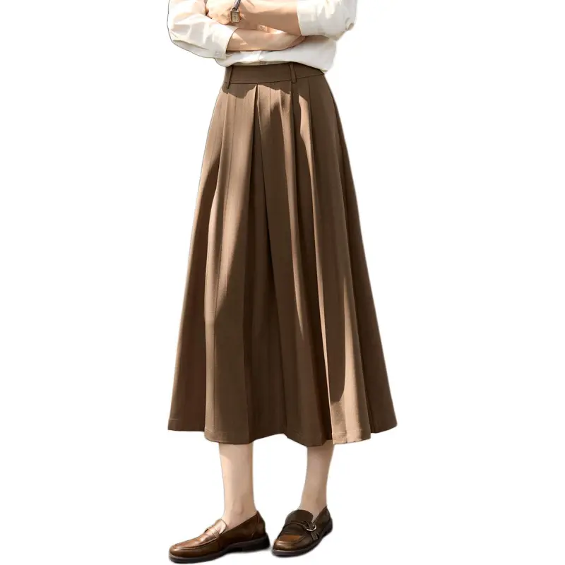 Mo Han Yi Mei Casual Long Skirt Women's Khaki Green-3