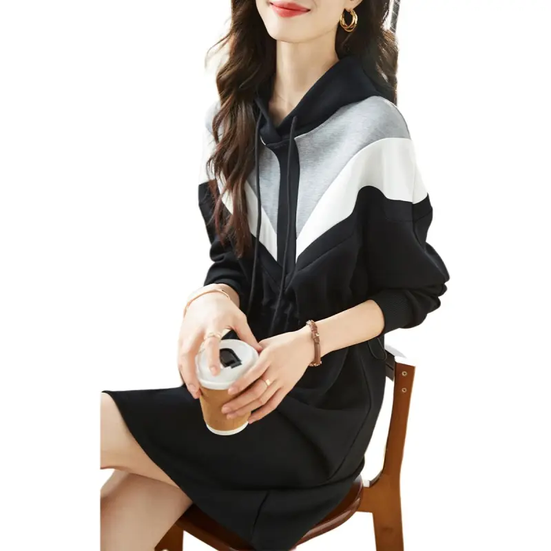 Mo Han Yi Mei Long Sleeved Dress Women's Black-3