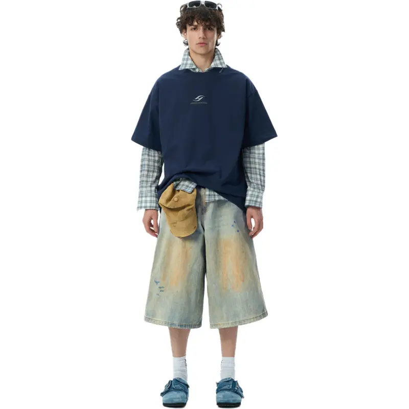 JHYQ Denim Shorts Unisex Blue-1