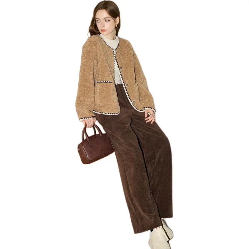 KUHNMARVIN Velvet feel Coat Women's Yellow Brown-1