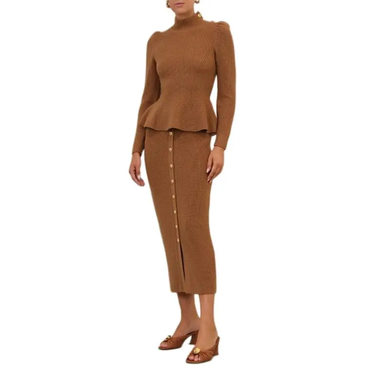 Zimmermann Knit Long Skirt Women's Brown-3
