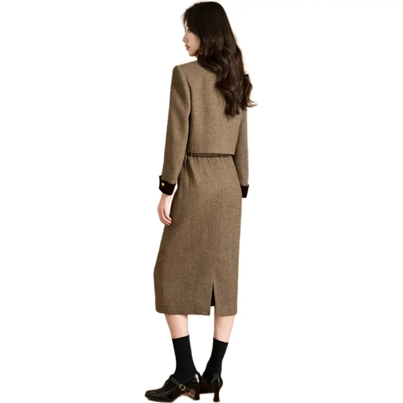 Mylan Two Piece Skirt Sets Women's Coffee-0
