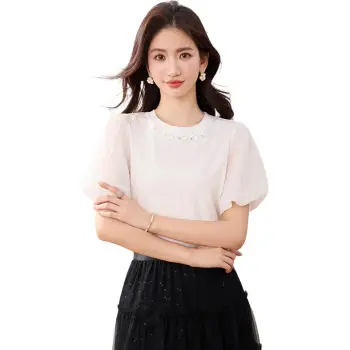 La Chapelle Puff Sleeve T Shirt Women's White