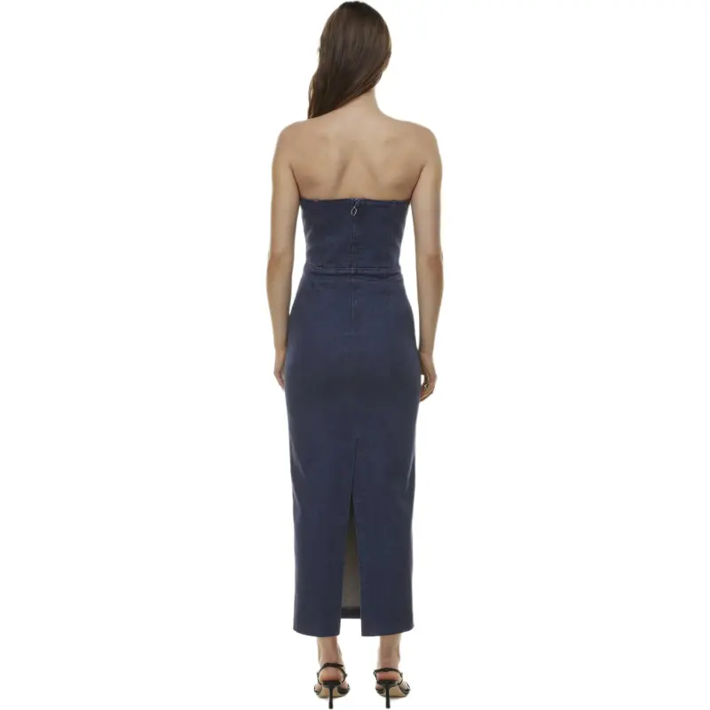 ARITZIA Denim Forum The '90s Tube Maxi Denim Dress Sleeveless Dress Women's Under Pressure/Dark Indigo-4