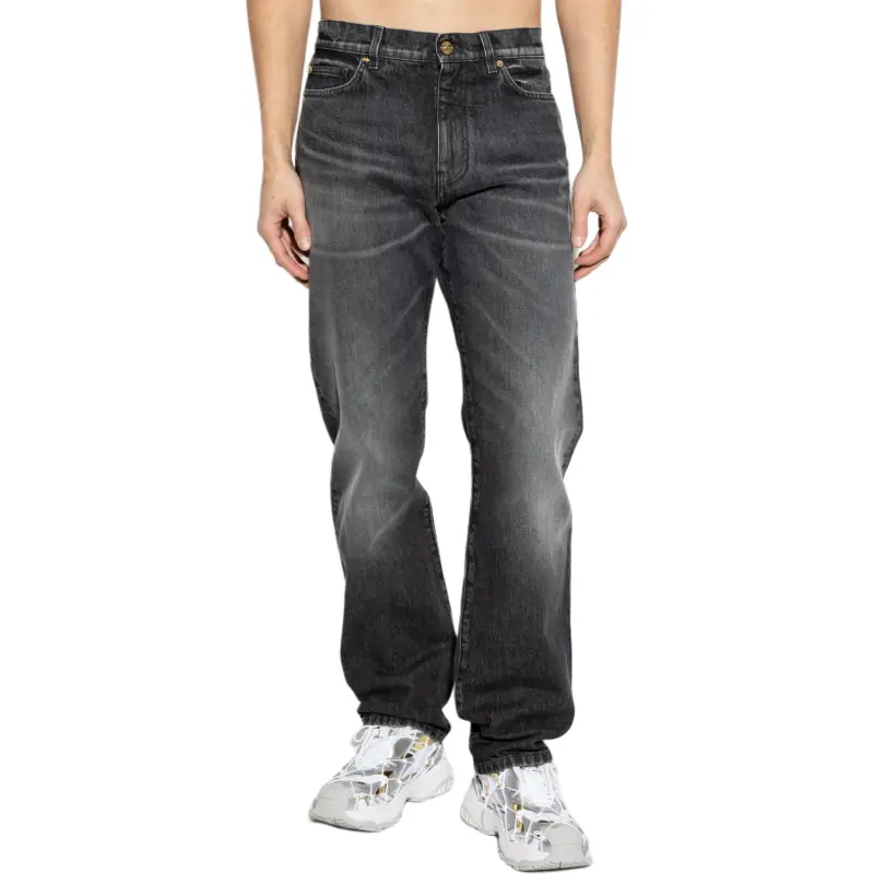 VERSACE Logo Patch Straight Leg Jeans-1