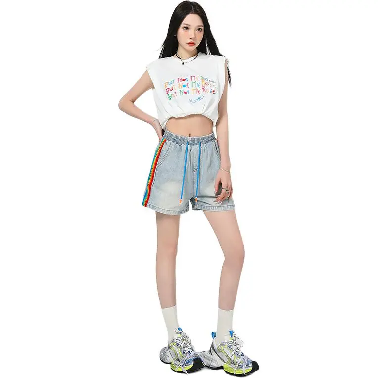 Kazakhstan Denim Shorts Women's-5