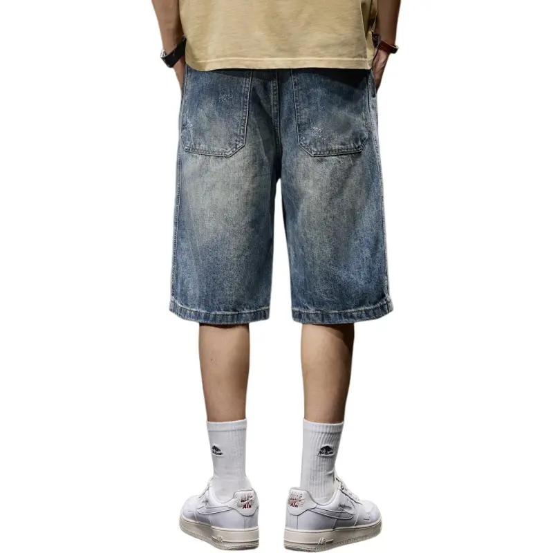 BUYDAUL Denim Shorts Men Blue-1