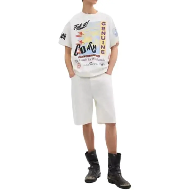 COACH Denim Shorts Men White-1