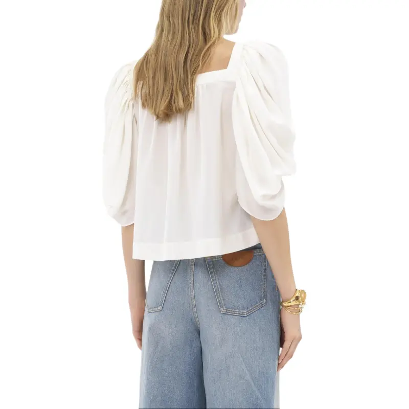 Chloé Puff Sleeved Pleated Blouse-3
