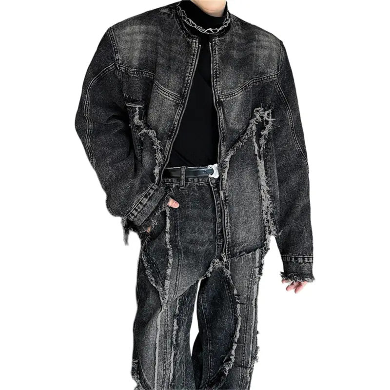 FA2LO Denim Jacket Unisex Black Gray-1