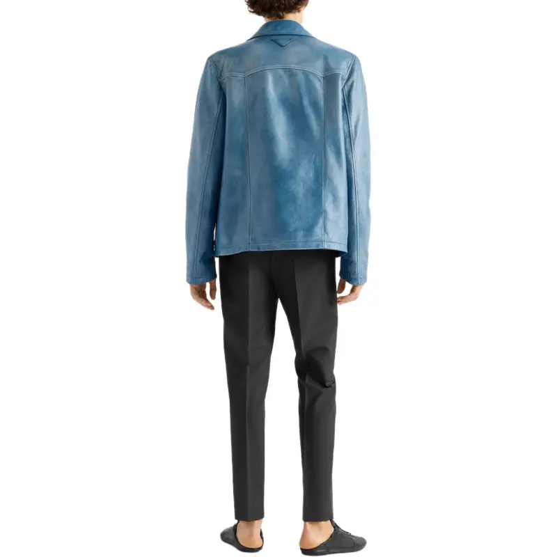 PRADA Leather Jacket Men's Blue-3