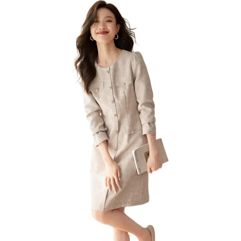 Mo Han Yi Mei Long Sleeved Dress Women's Oat-6