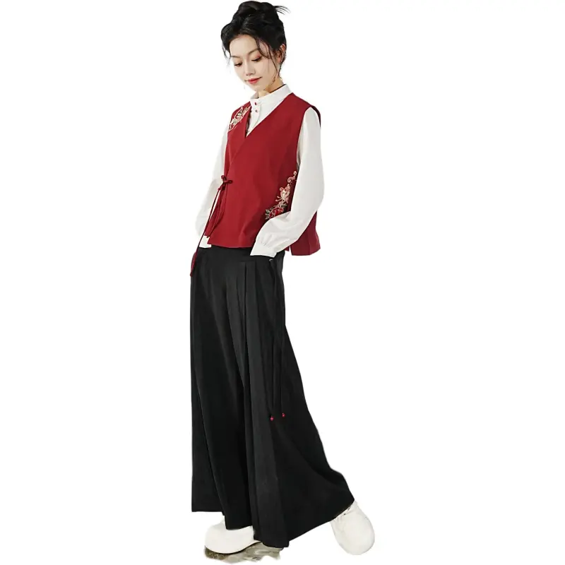 XINGHEHANGE New Chinese Style Modified Vest Women's Red-1