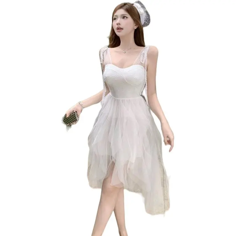 Mu Xiao Xin Slip Dress Women's White-0