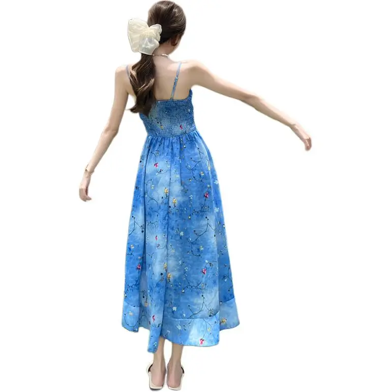 Mu Xiao Xin Slip Dresses Women's Blue-1