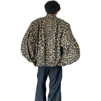 MIIRACER Denim Jacket Unisex Leopard Print
