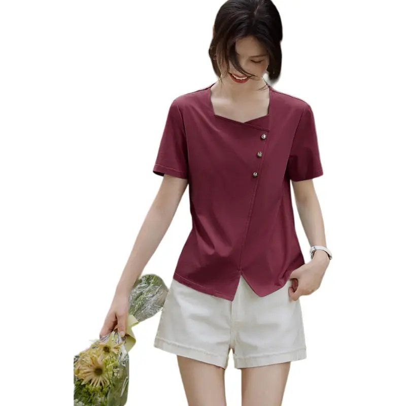 XWI T Shirts Women's Wine Red-3
