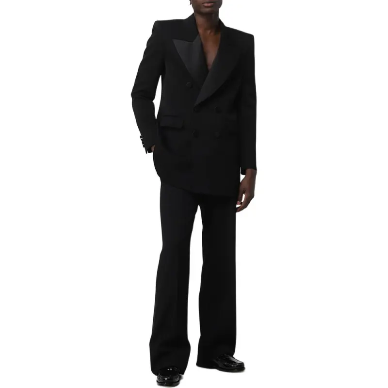 SAINT LAURENT Double breasted Wool Tuxedo Jacket-5