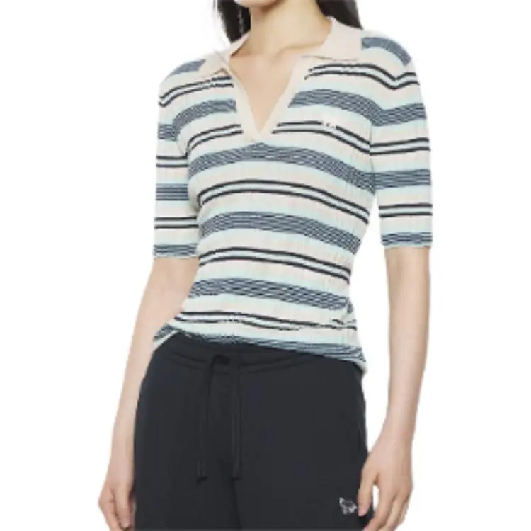 Maison Kitsune Fine ribbed Striped Polo Shirt-3