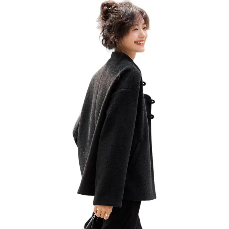 Mo Han Yi Mei Coat Women's Black Gray-1