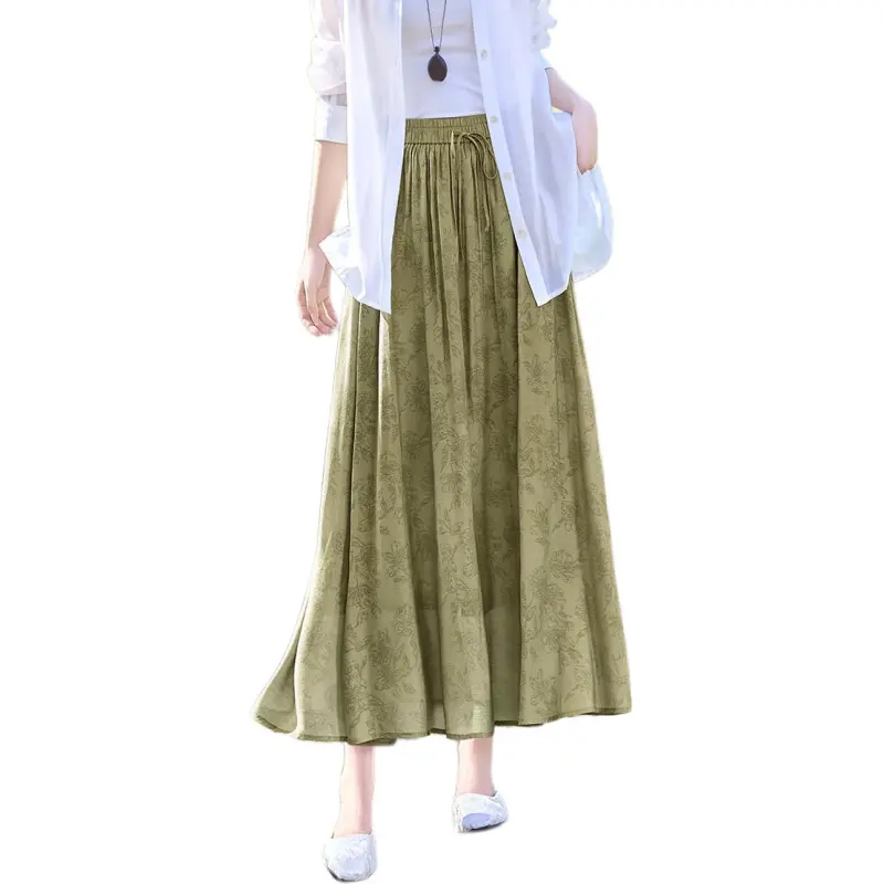XWI Casual Long Skirts Women's Spring Aqua Green-1