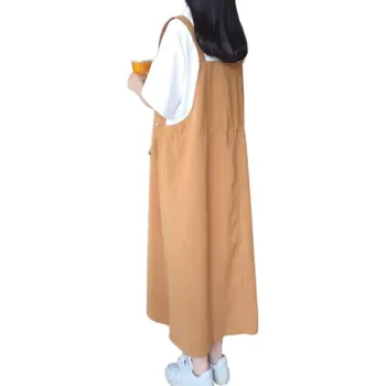 Mu Xiao Xin Short Sleeved Dress Women's Yellow & White