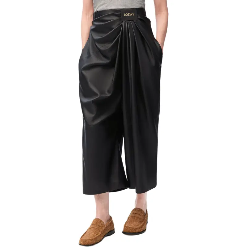 LOEWE SS25 Leather Pants Women's Black-3