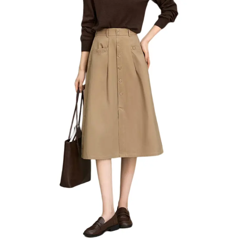 XWI Casual Long Skirts Women's Khaki-4