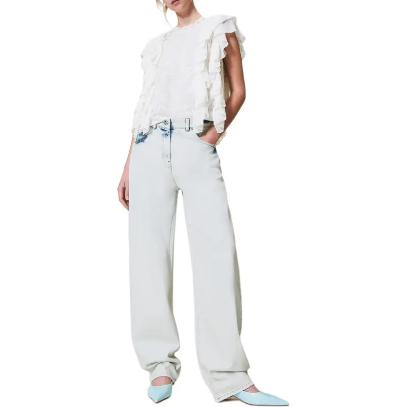 Twinset Embroidered Ruffled Blouse-1