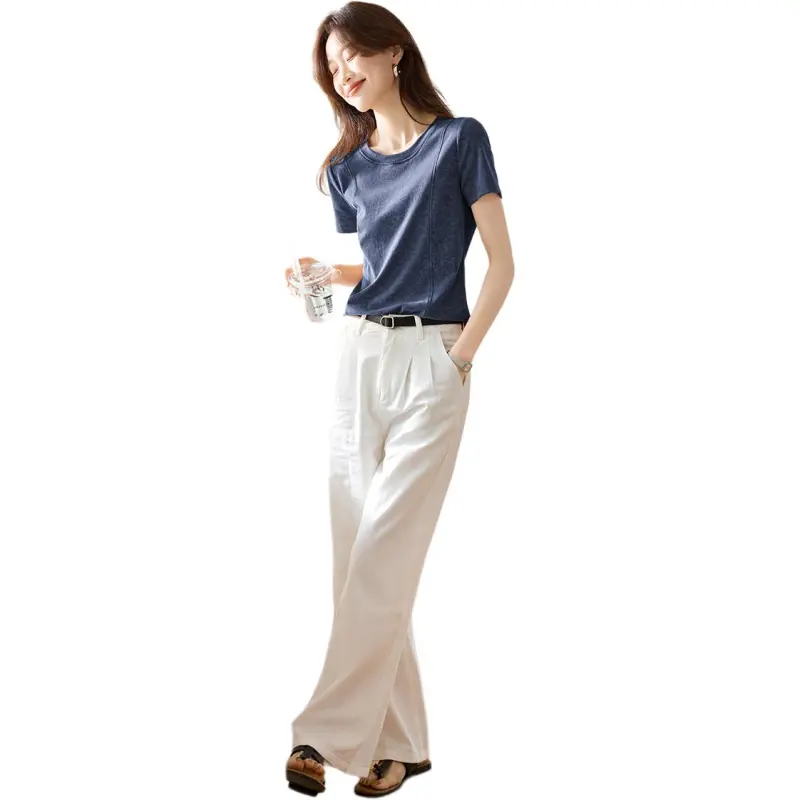 Mo Han Yi Mei T Shirt Women's Navy Blue-4
