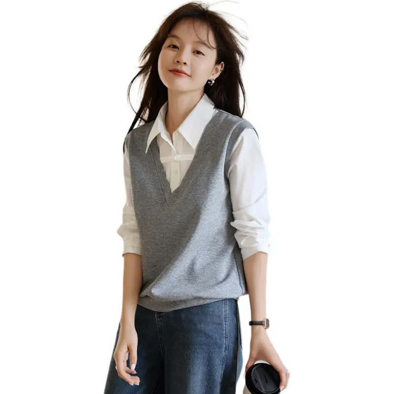 Mo Han Yi Mei Sweatshirt Women's Gray & White-3
