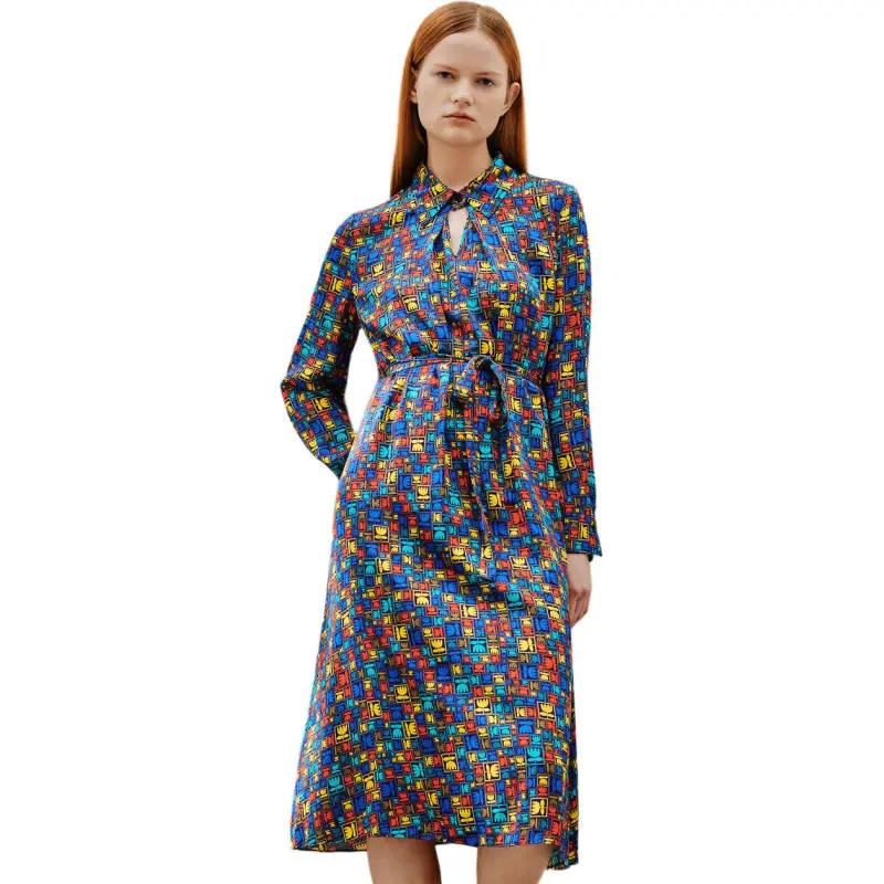 INSUN Long Sleeved Dress Women's Orange-3