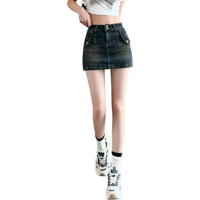 Mu Xiao Xin Denim Short Skirts Women's Blue-1