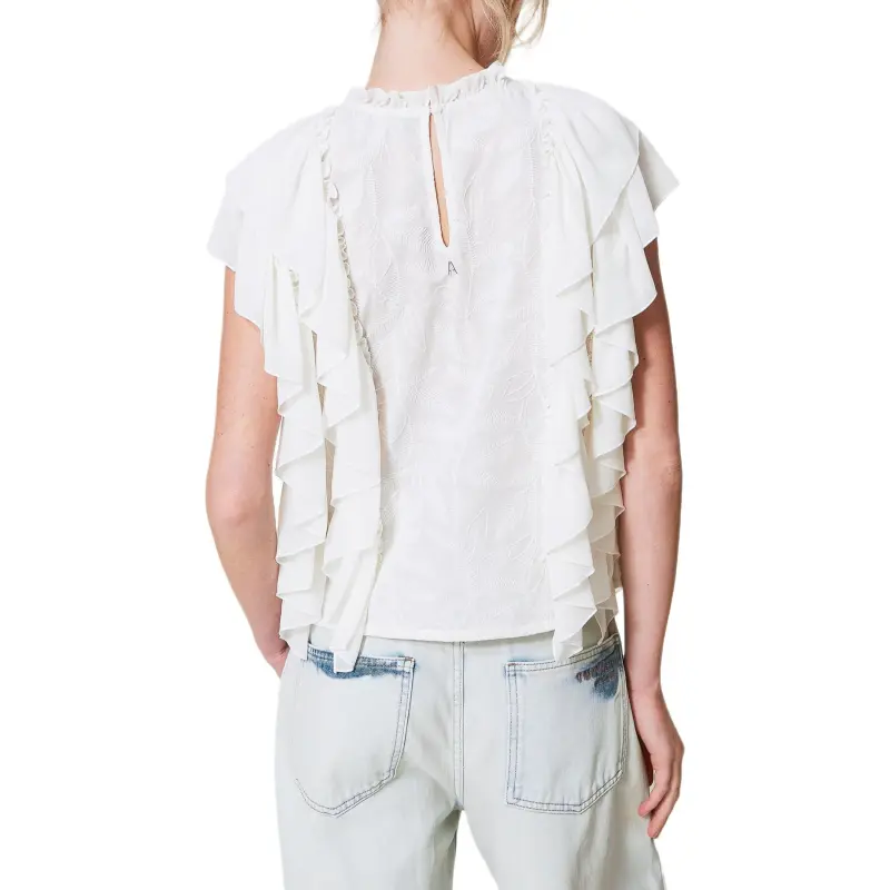 Twinset Embroidered Ruffled Blouse-2