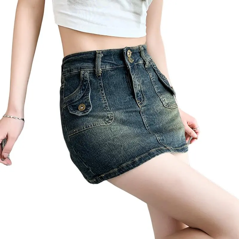 Mu Xiao Xin Denim Short Skirts Women's Blue-4