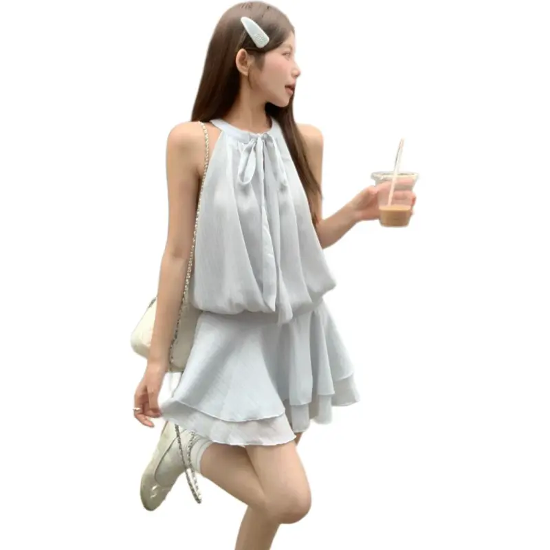 GOSO Sleeveless Dresses Women's Blue-2
