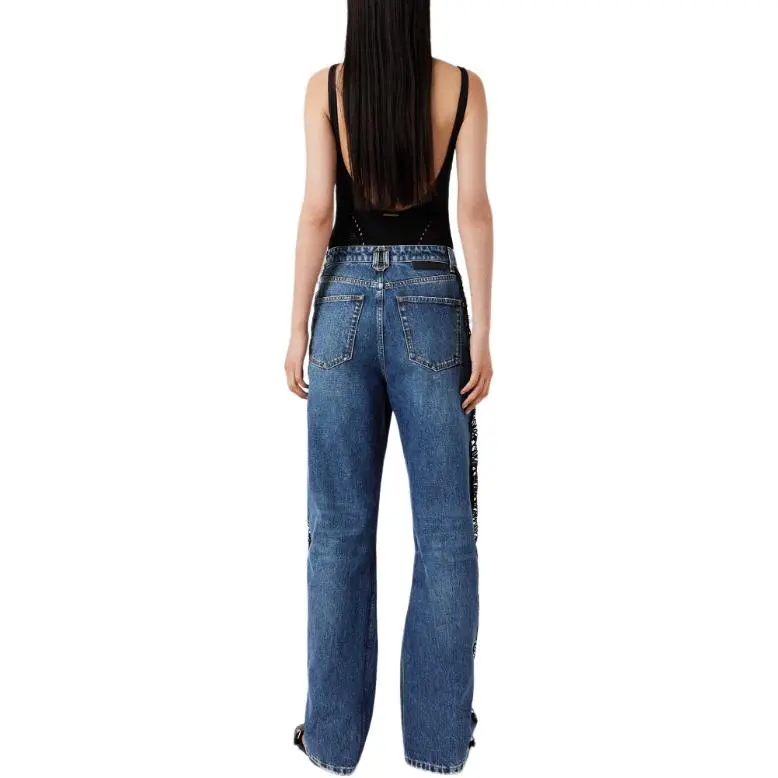 Stella McCartney High Waist Lace Panelled Straight Leg Jeans-3