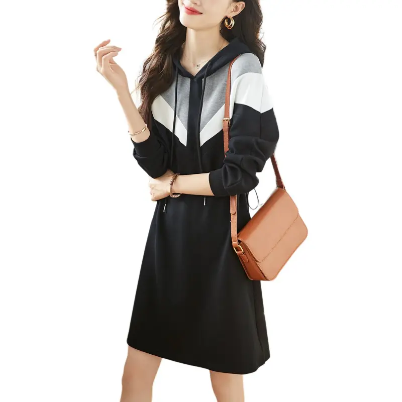 Mo Han Yi Mei Long Sleeved Dress Women's Black-4