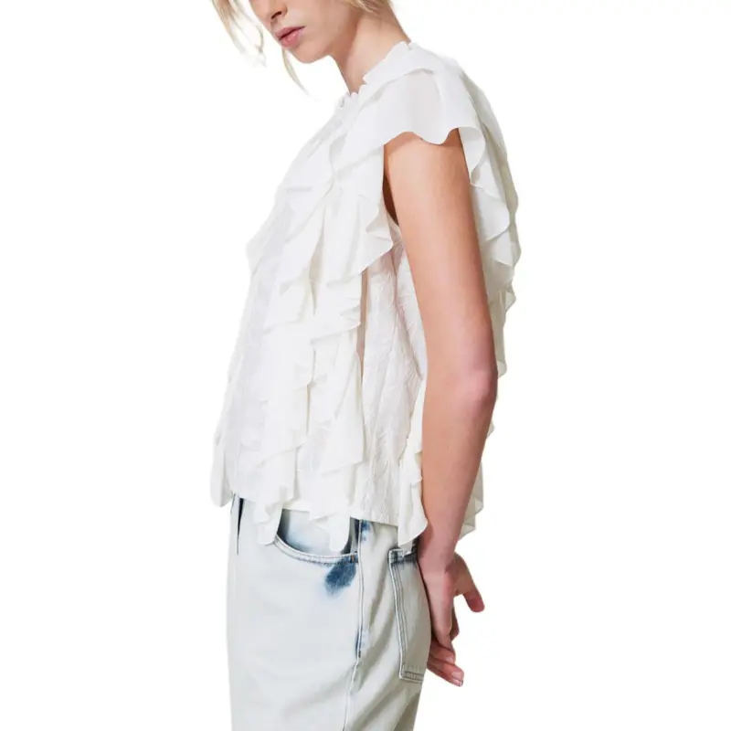 Twinset Embroidered Ruffled Blouse-4