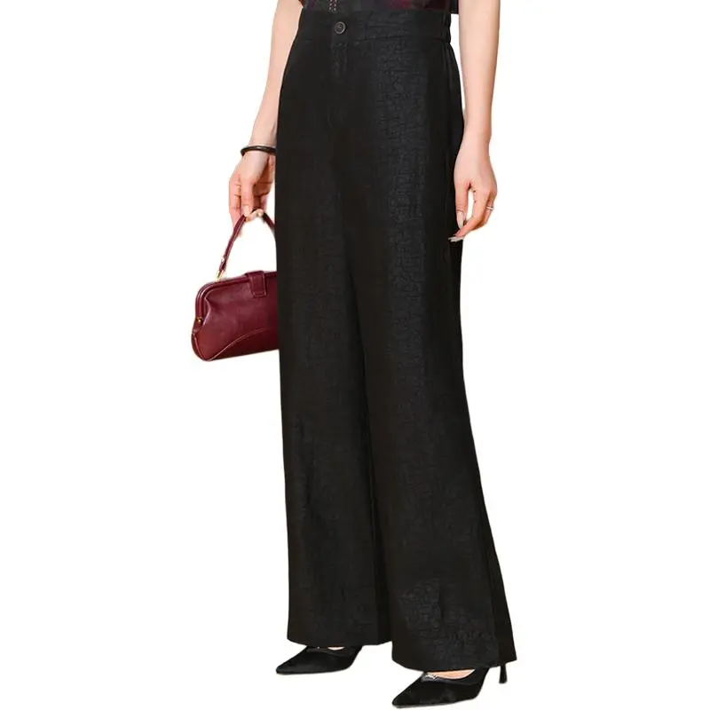 Yi Mengyuan Silk Casual Pants Women's Black-4
