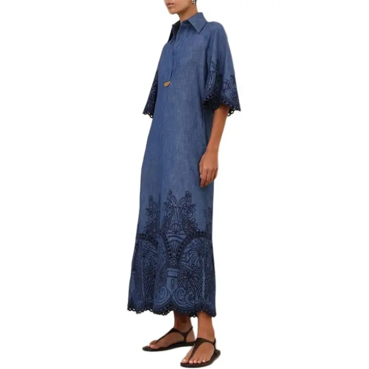 Zimmermann SS25 Summer Swimsuit Collection Short Sleeved Dress Women's Blue-5