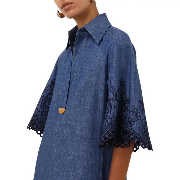 Zimmermann SS25 Summer Swimsuit Collection Short Sleeved Dress Women's Blue-6